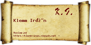 Klemm Irén névjegykártya