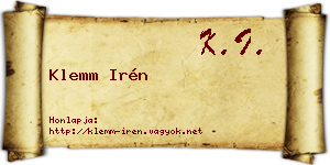 Klemm Irén névjegykártya